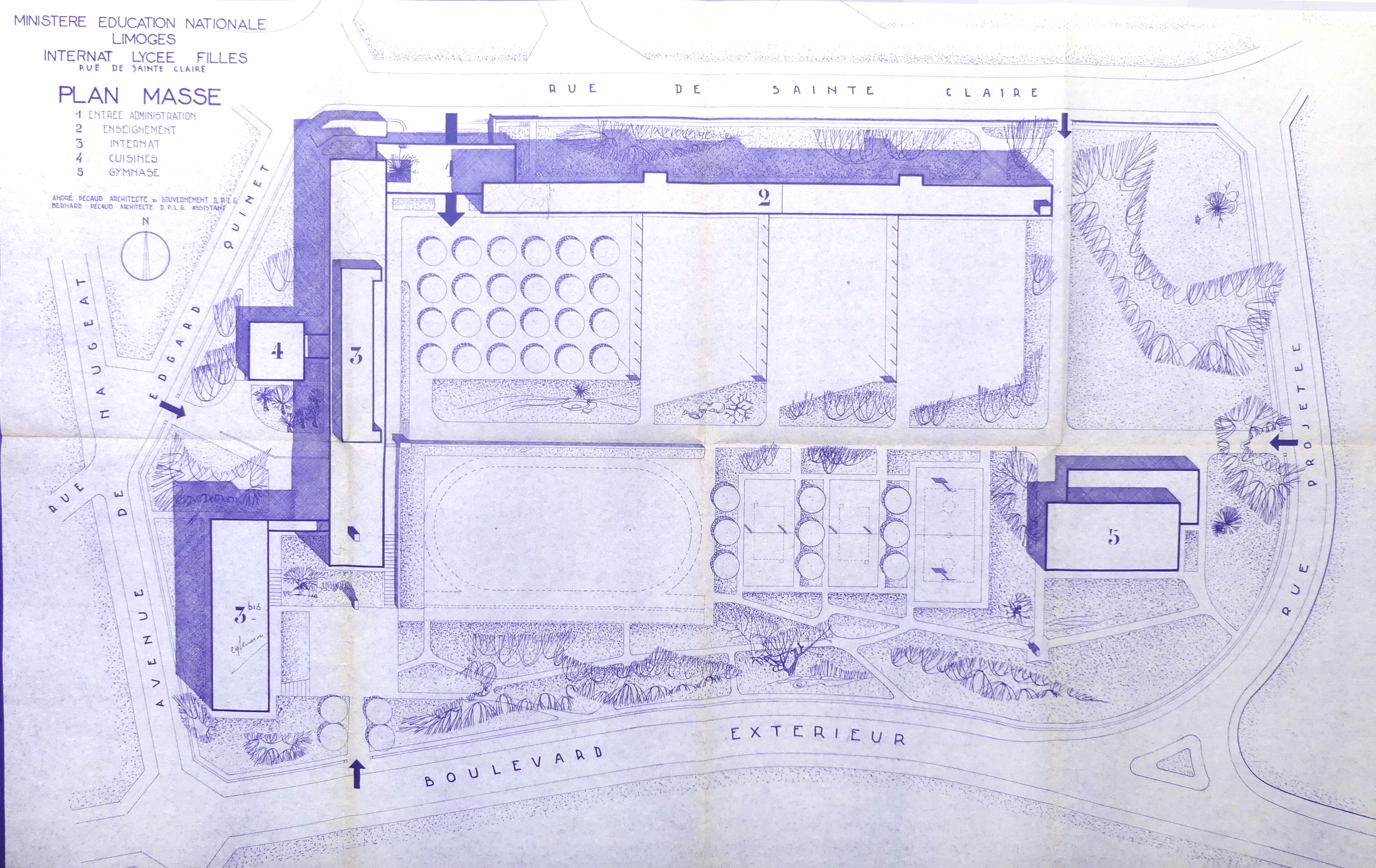 Plan général du lycée et de ses parties extérieures (c) région Nouvelle-Aquitaine, service Patrimoine et Inventaire