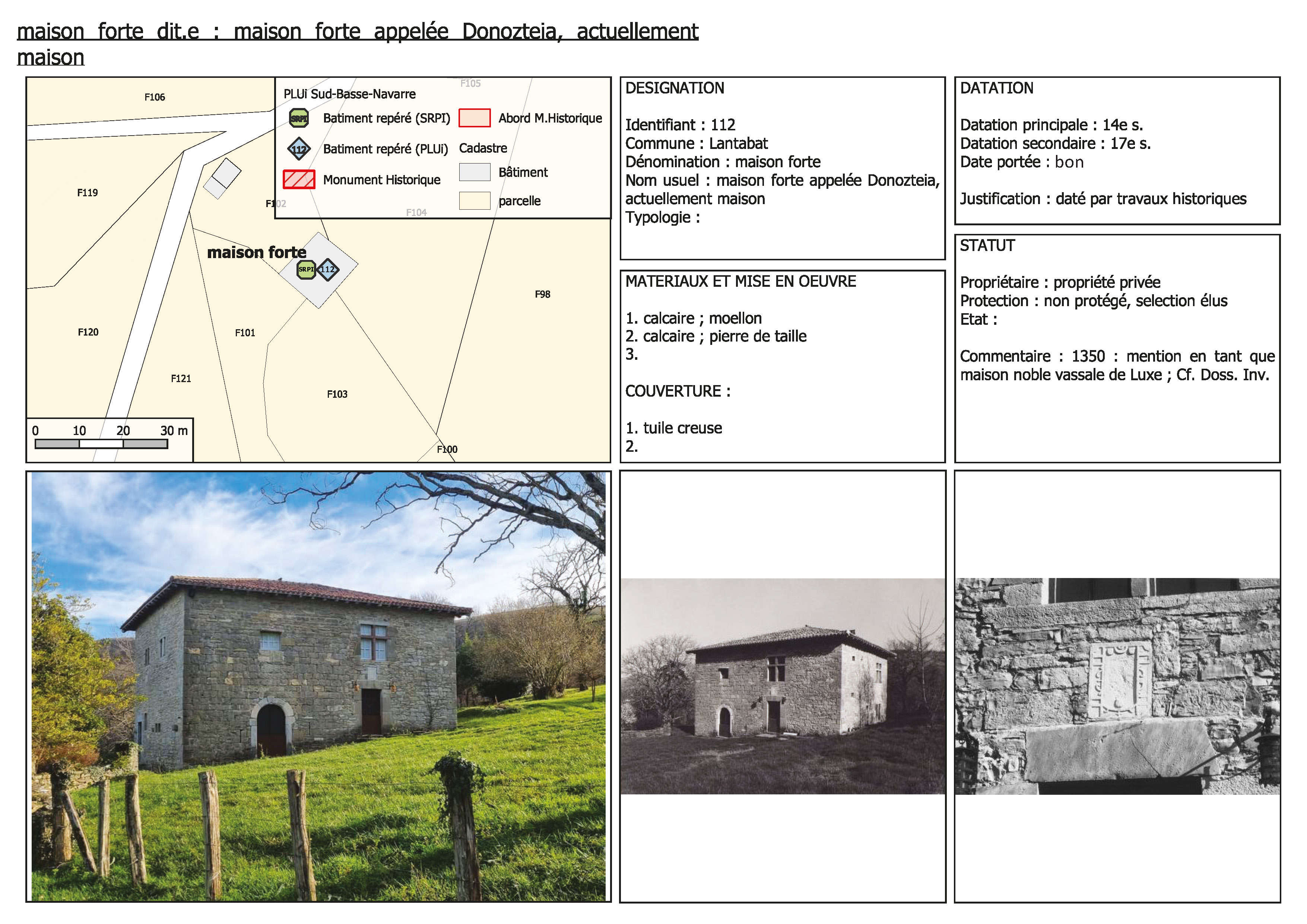 Atlas- Fiche extraite de l’atlas patrimonial de la commune de Lantabat, H. ROZIER, 2023, © CAPB