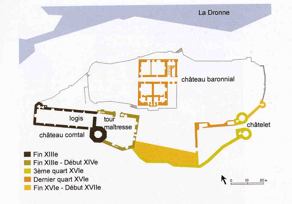 Plan d’ensemble du château de Bourdeilles © Conseil général de la Dordogne, Conservation du patrimoine départemental, Thomas Pautiers, 2009