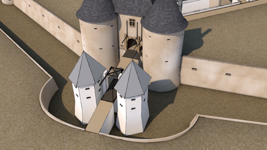 Restitution de l'entrée du château de Pompadour en images de synthèse© Région Nouvelle-Aquitaine, Iksis