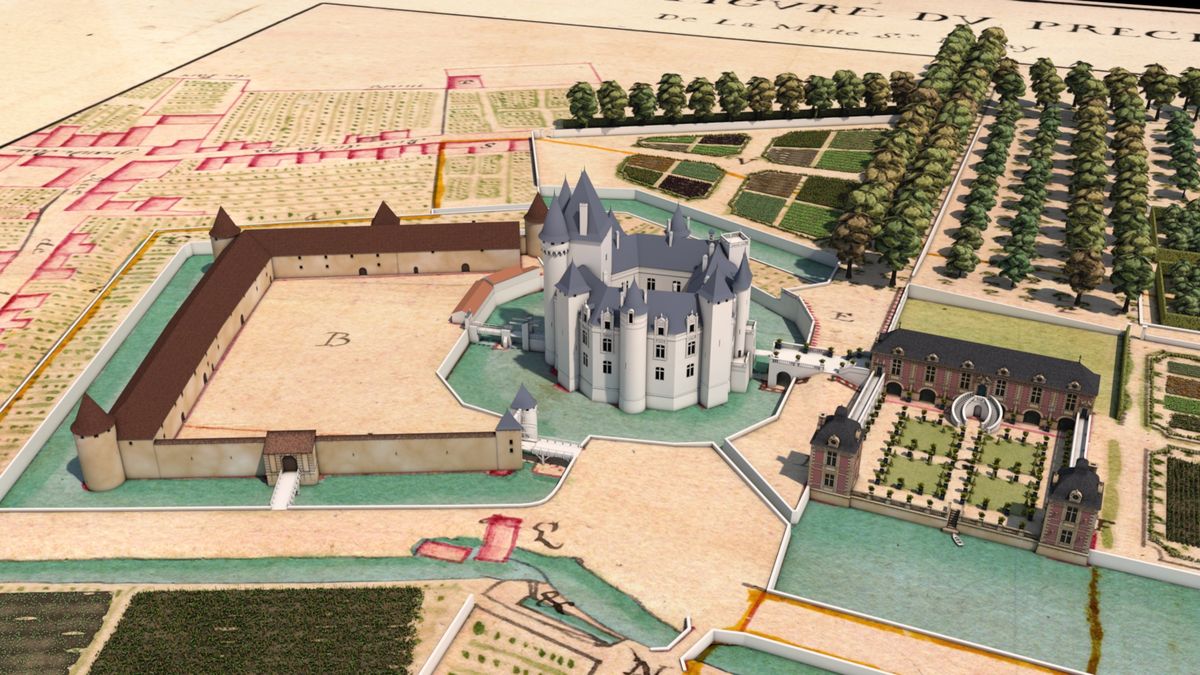 Restitution en images de synthèse du château disparu de La Mothe Saint Héray © Région Nouvelle-Aquitaine, Iksis