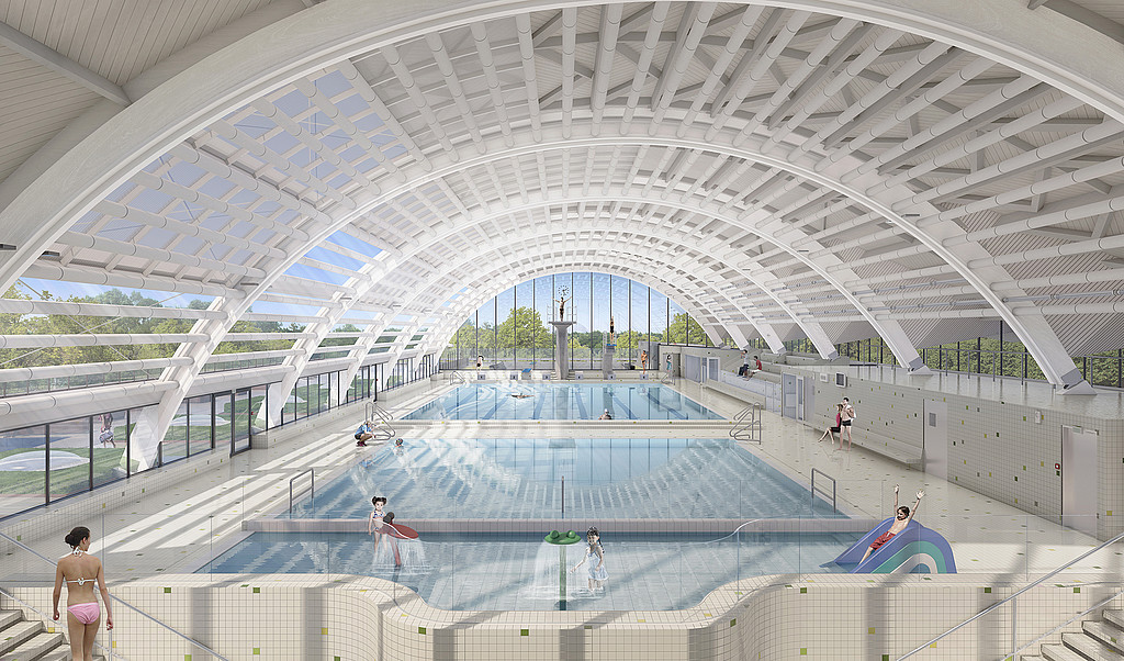 Le projet de rénovation de la piscine et de sa voute © Atelier Ferret