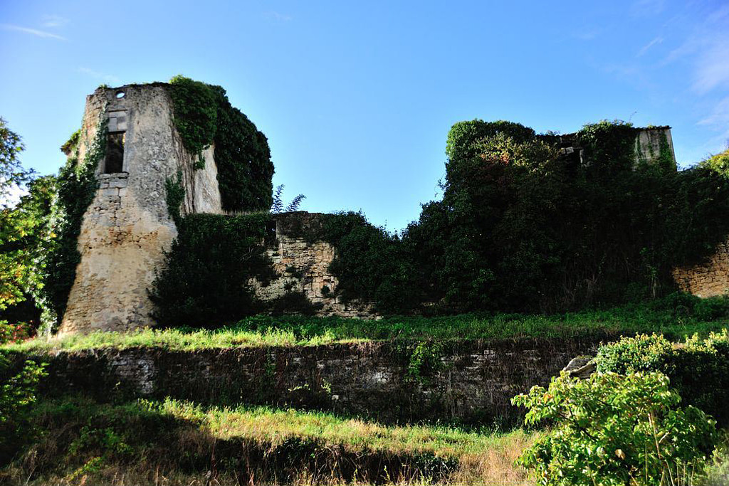Façade nord du château avec vestiges des terrasses avec parterres (photo E. Perriat)