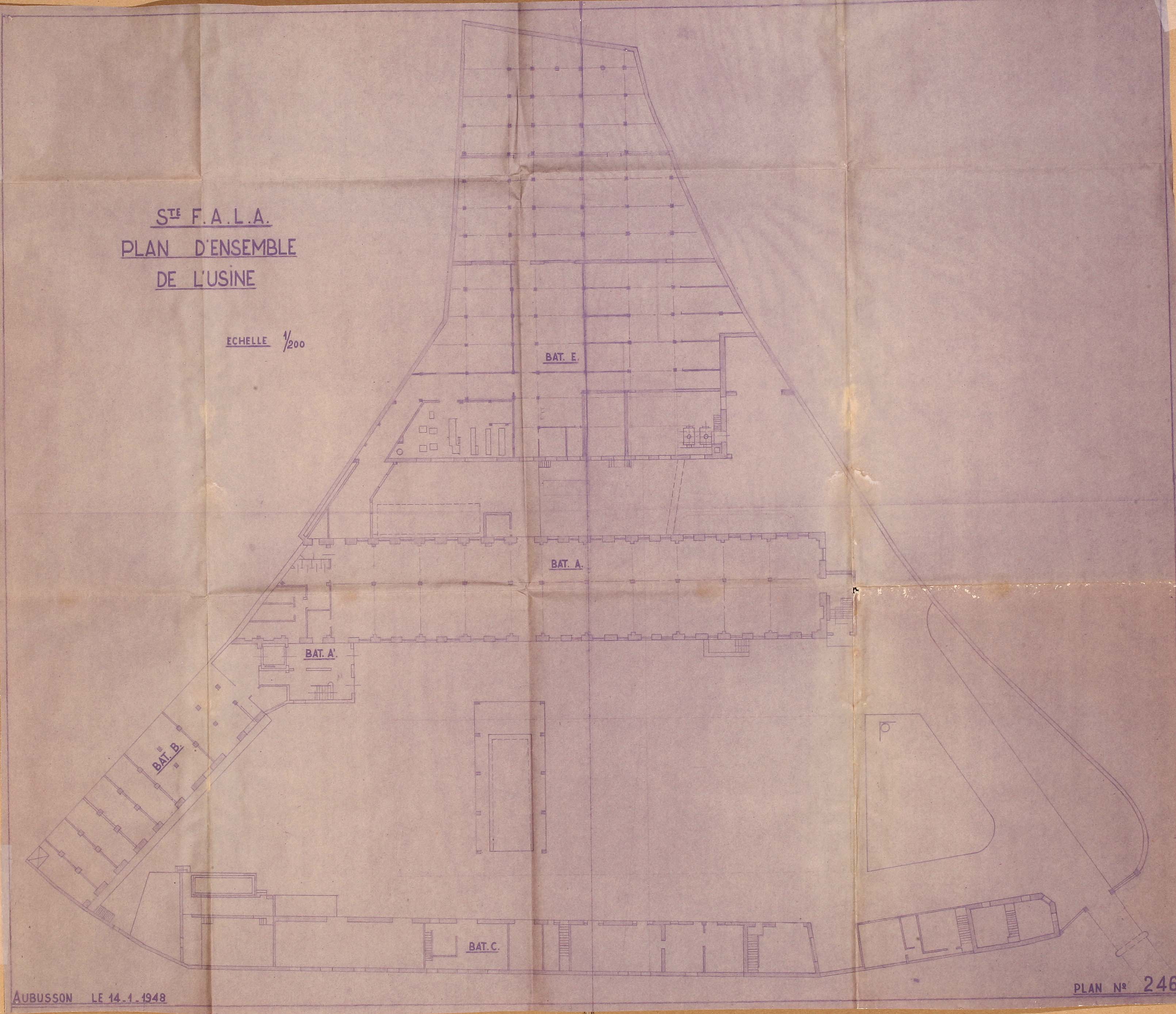 Plan du site de l'usine FALA (1948) (AC Aubusson).