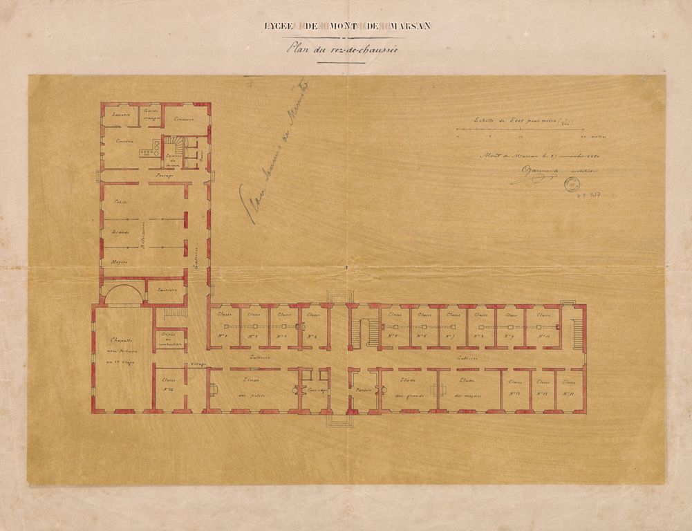 Plan du rez-de-chaussée par Alexandre Ozanne en 1860