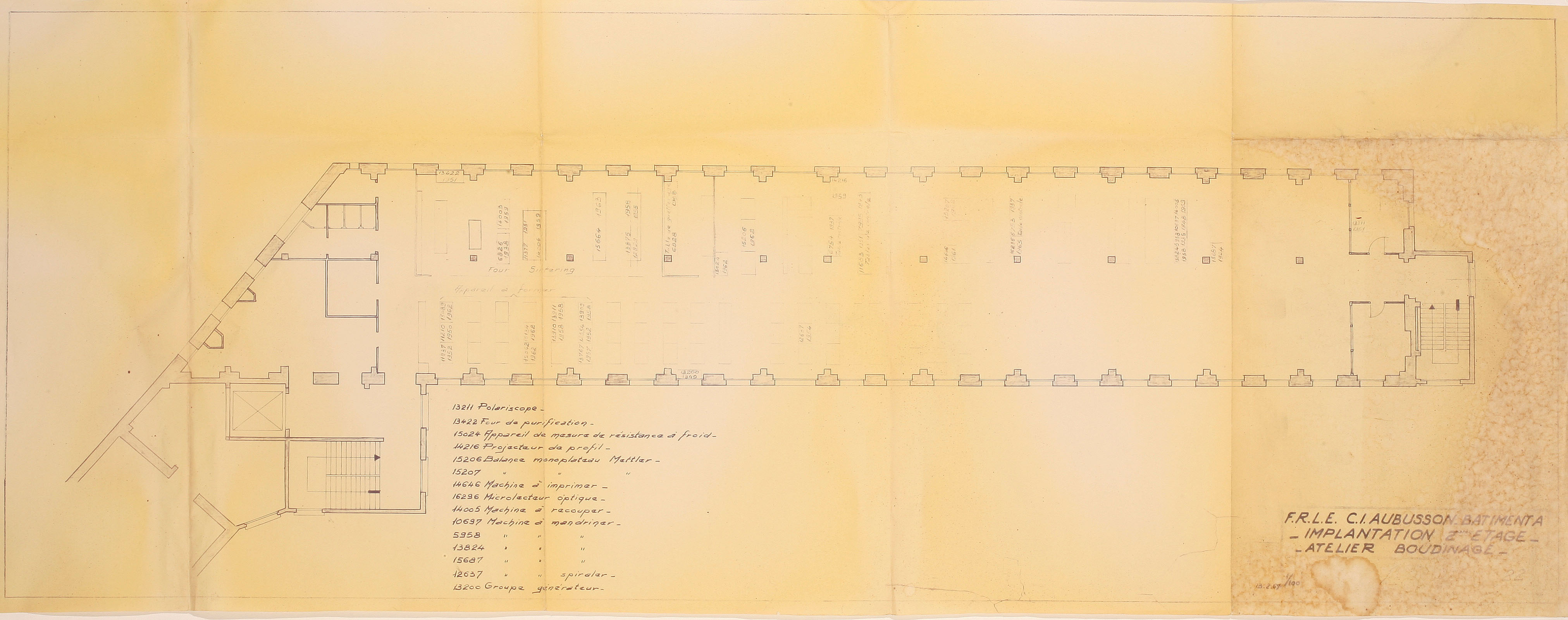 Plan du 2ème étage du bâtiment A de la FRLE (1966) (AC Aubusson).