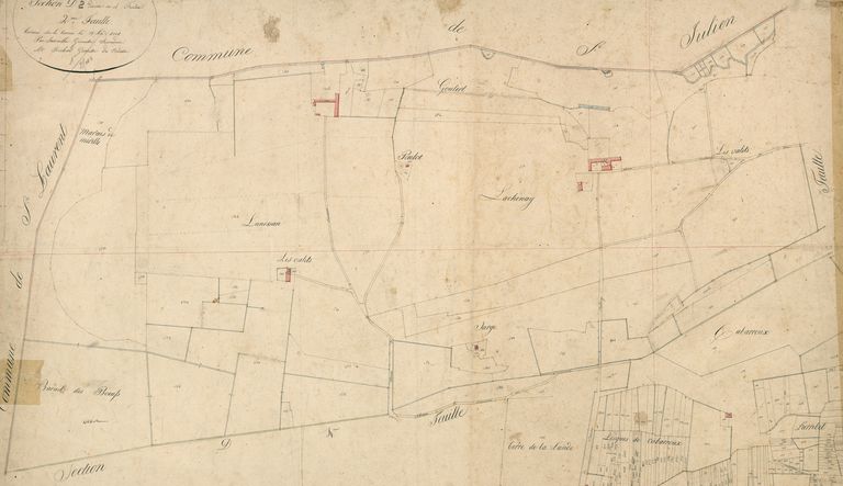 Extrait du plan cadastral de 1826 : parcelles 1529, 1152.