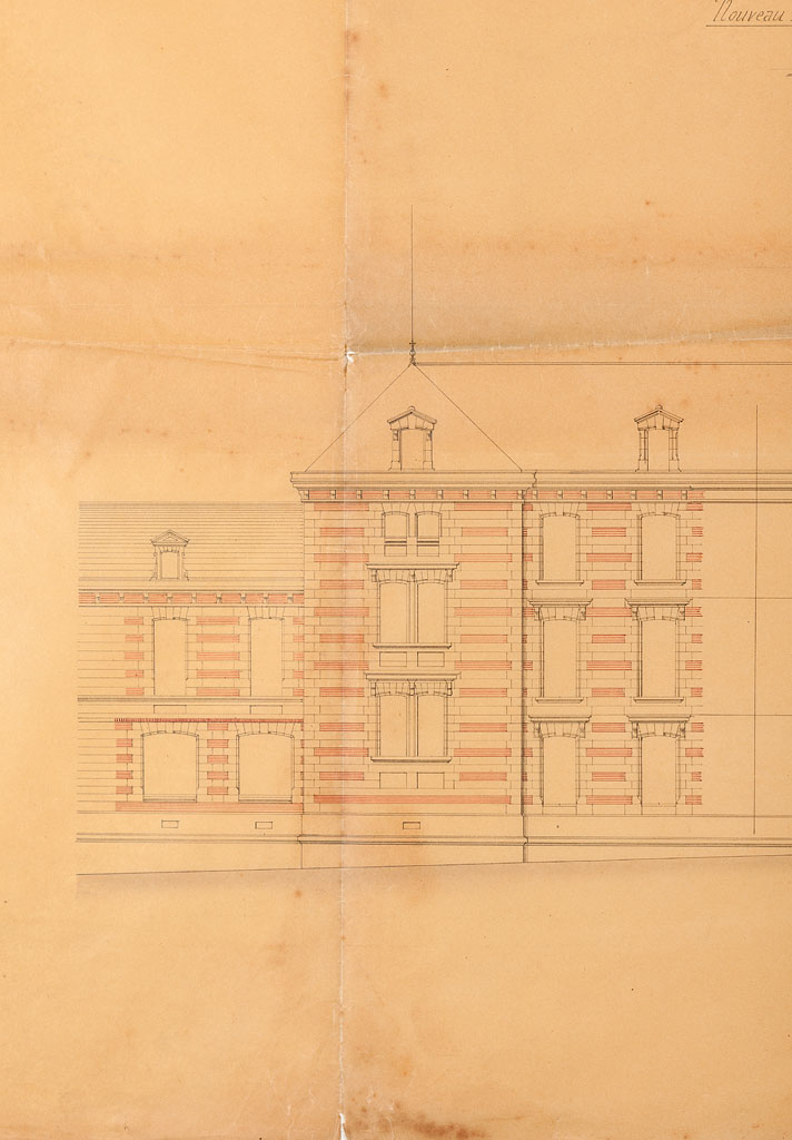 Détail sur le dessin de l'élévation principale en 1887
