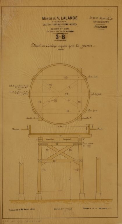 Détail du cuvelage-support des presses. Plan et coupe, 12 septembre 1894.