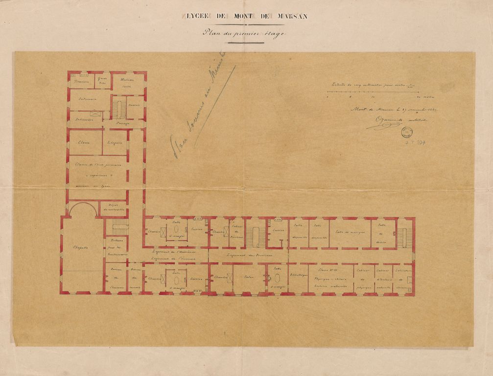Plan du premier étage par Alexandre Ozanne en 1860
