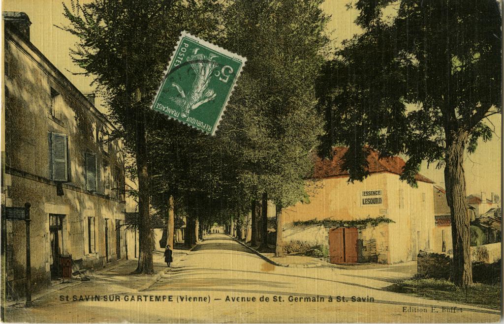 Avenue de Saint-Savin à Saint-Germain, carte postale ancienne.