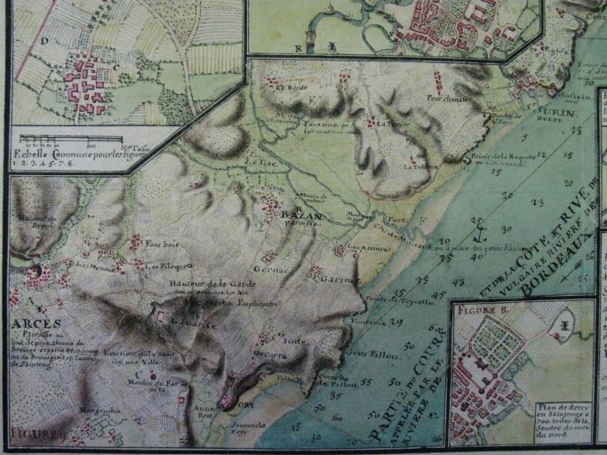Arces, en bas à gauche, sur une carte par Claude Masse vers 1700.