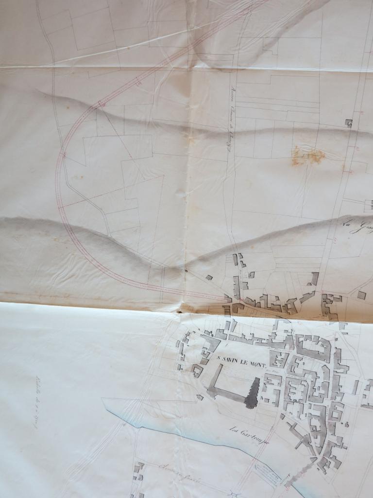 Nouvel accès au bourg de Saint-Savin, plan général de la nouvelle route royale n° 151, Grissot de Passy, 7 mars 1846.