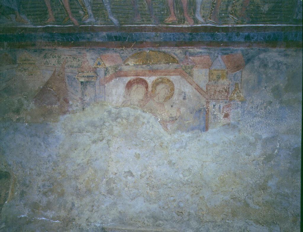 Crypte, registre inférieur sud, première scène : Savin et Cyprien ressuscitent l'enfant de la païenne Emmenia (?).