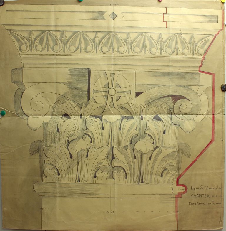 Projet de chapiteau de la croisée du transept, par Edmond Ricard, s.d. (1893 ?).