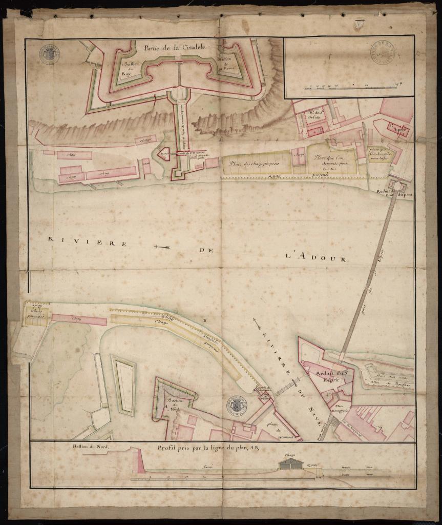 Plan du chays que prétend faire bâtir Monsieur de Lavoye au Saint Esprit et à la porte Marine, 1711.
