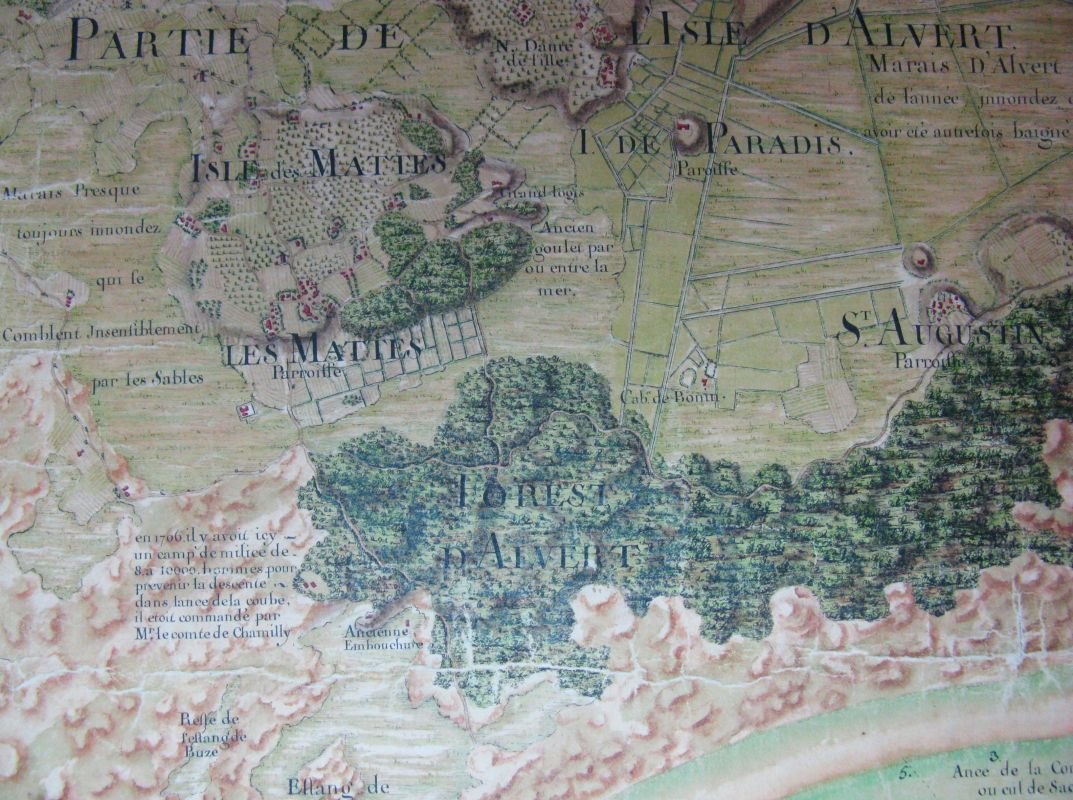 Les Mathes sur une carte de la Gironde par Desmarais en 1759.