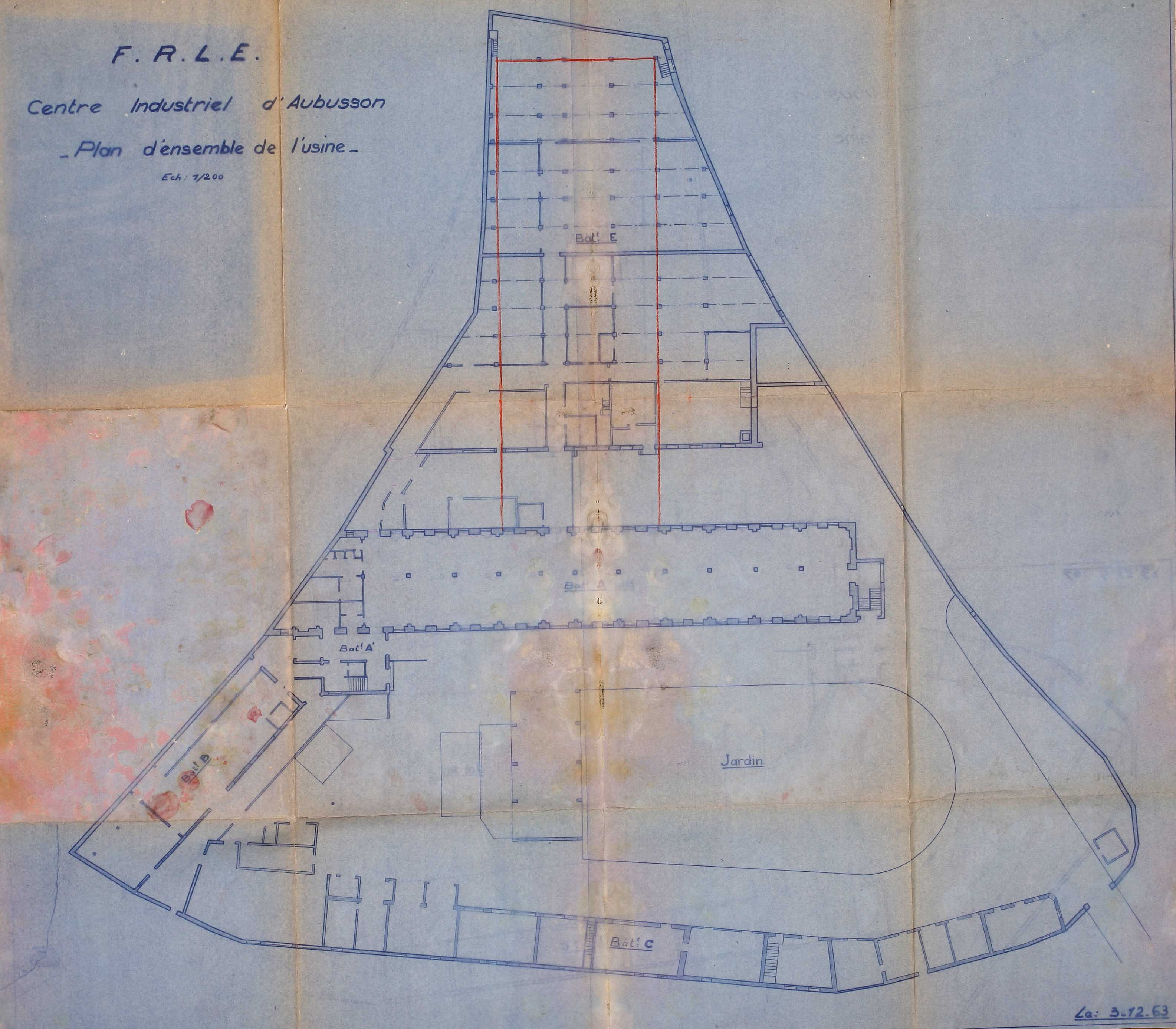 Plan d'ensemble du site de l'usine FRLE (1963) (AC Aubusson).
