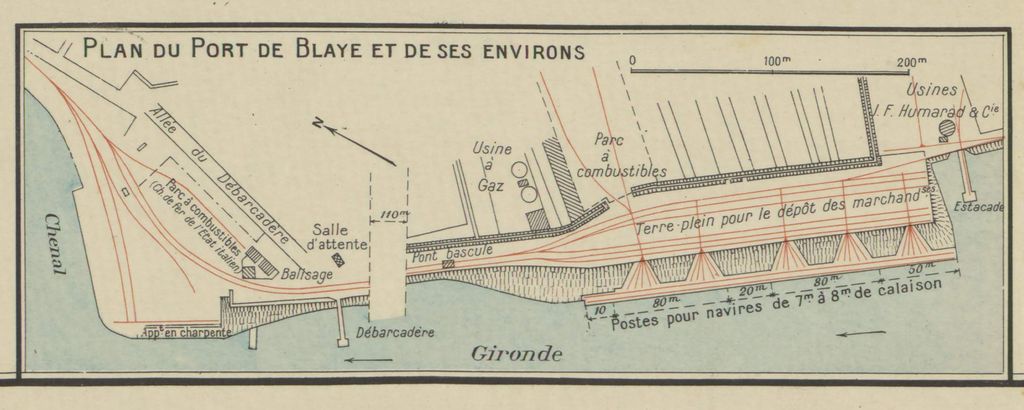 Détail du plan du port de Blaye, 1930.