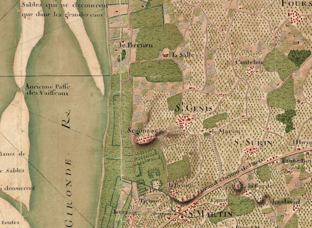 Carte des environs de Blaye, 1751, détail.
