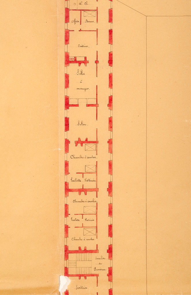 Détail sur le plan du rez-de-chaussée en 1887