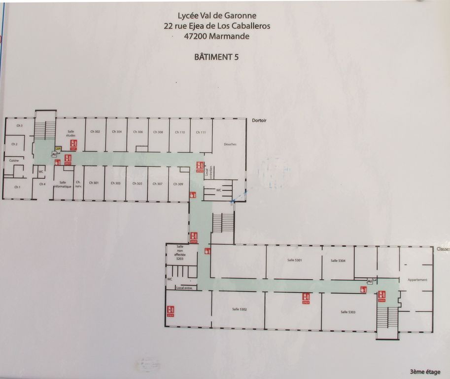 Plan du bâtiment d'internat filles (3eme étage).