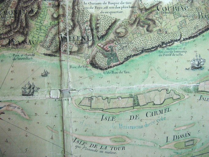 Extrait d'une carte de 1759 : indication de l'