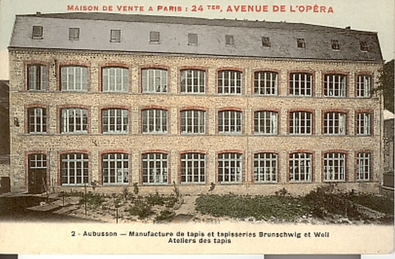 Carte postale des ateliers de tapis de la manufacture Brunschwig et Weil (1er quart 20e siècle) (collection particulière).