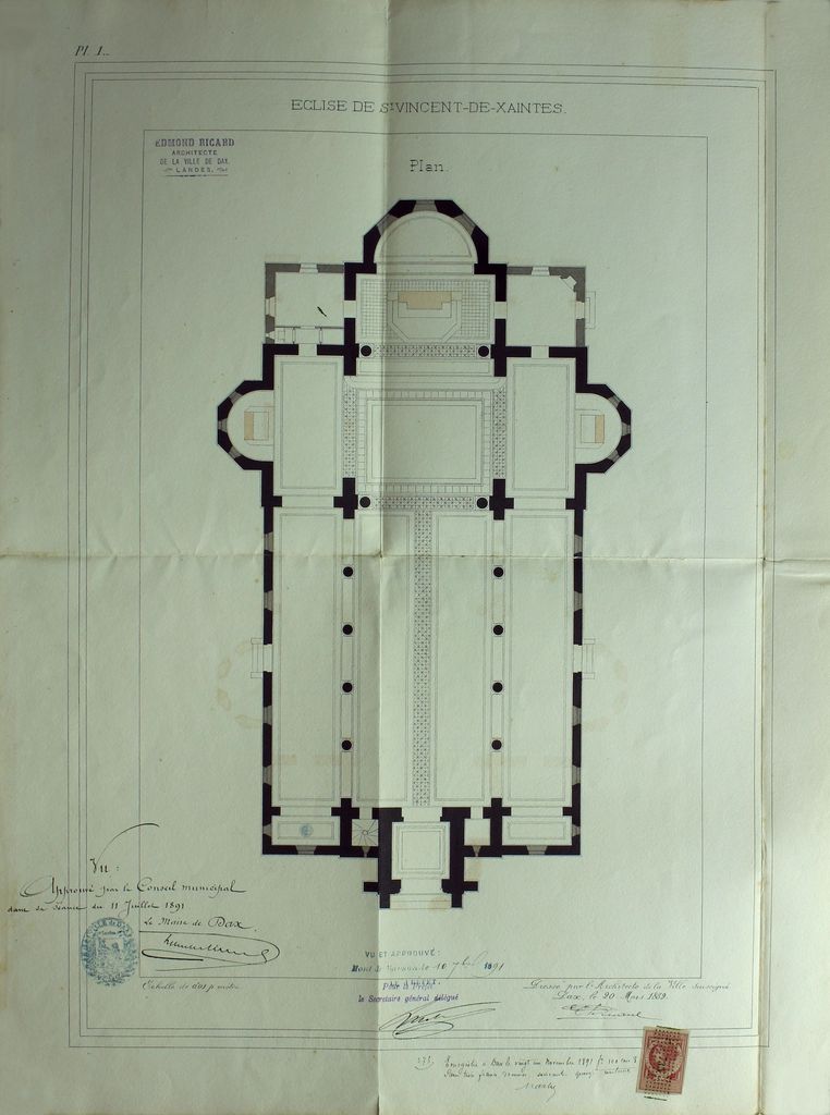 2e projet de reconstruction, par Edmond Ricard, 20 mars 1889 : plan.