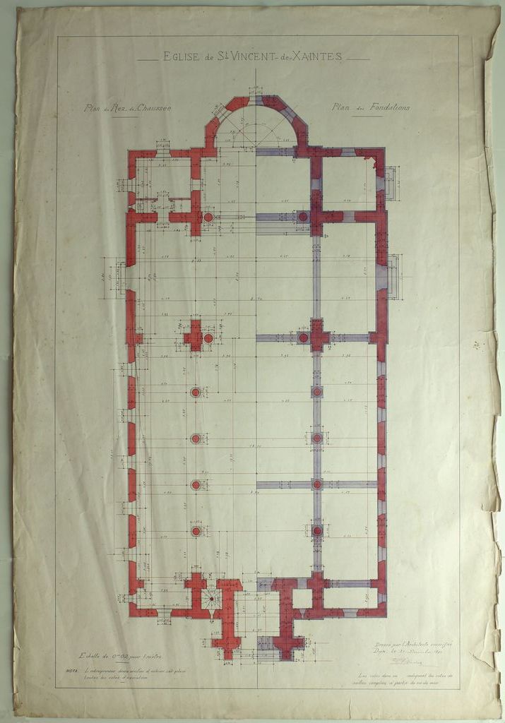 3e projet de reconstruction, par Edmond Ricard, 21 décembre 1891 : plan.