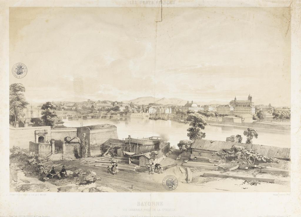 Vue générale prise de la citadelle, Dessin par Charles Mozin en 1846.