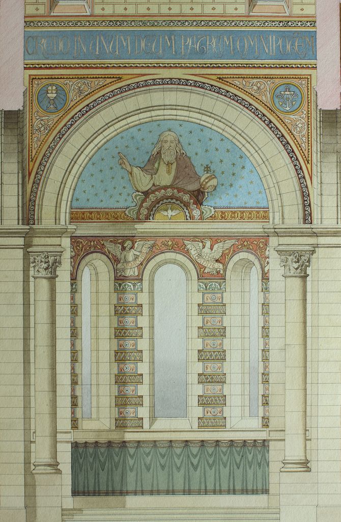 Projet de peintures murales, par Edmond Ricard et Jean-Henri Bonnet, 2 avril 1898 : détail de l'abside.