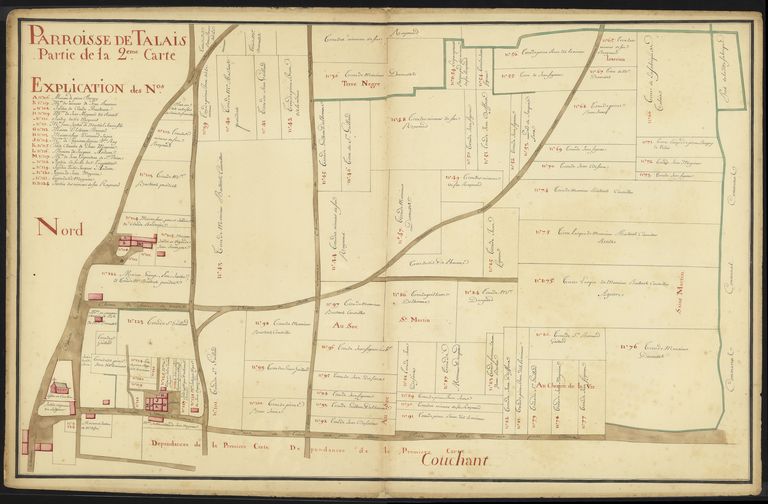 Plan de la paroisse de Talais, 2ème moitié du 18e siècle : deuxième carte.