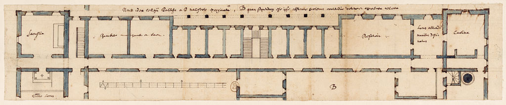 Projet de plan du collège jésuite, 1638-44, détail.