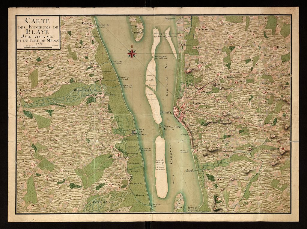Carte des environs de Blaye, 1751 : ensemble.