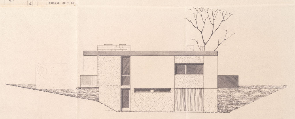 Plan de la façade latérale avec garage des maisons Aquitaine Chimie