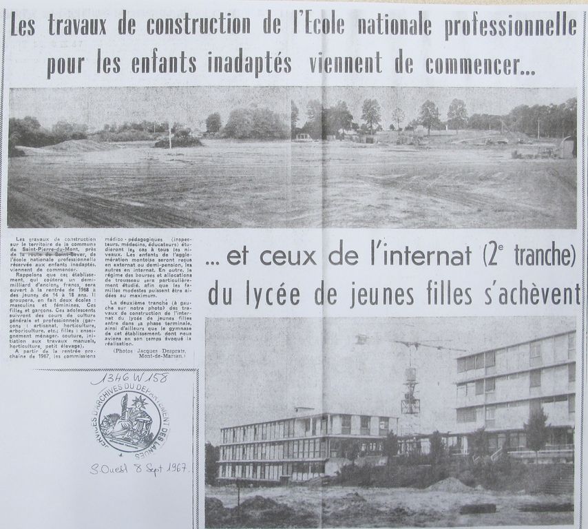 Coupure de presse. Journal Sud-Ouest, 8 septembre 1967. (Archives départementales des Landes, 1346 W 158)