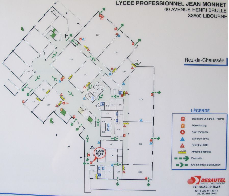 Plan au rez-de-chaussée des bâtiment C (Est).