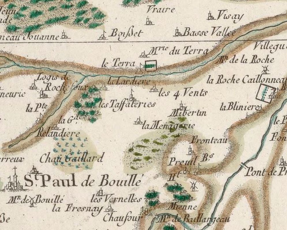 Représentation de Bouillé-Saint-Paul sur la carte de Cassini.