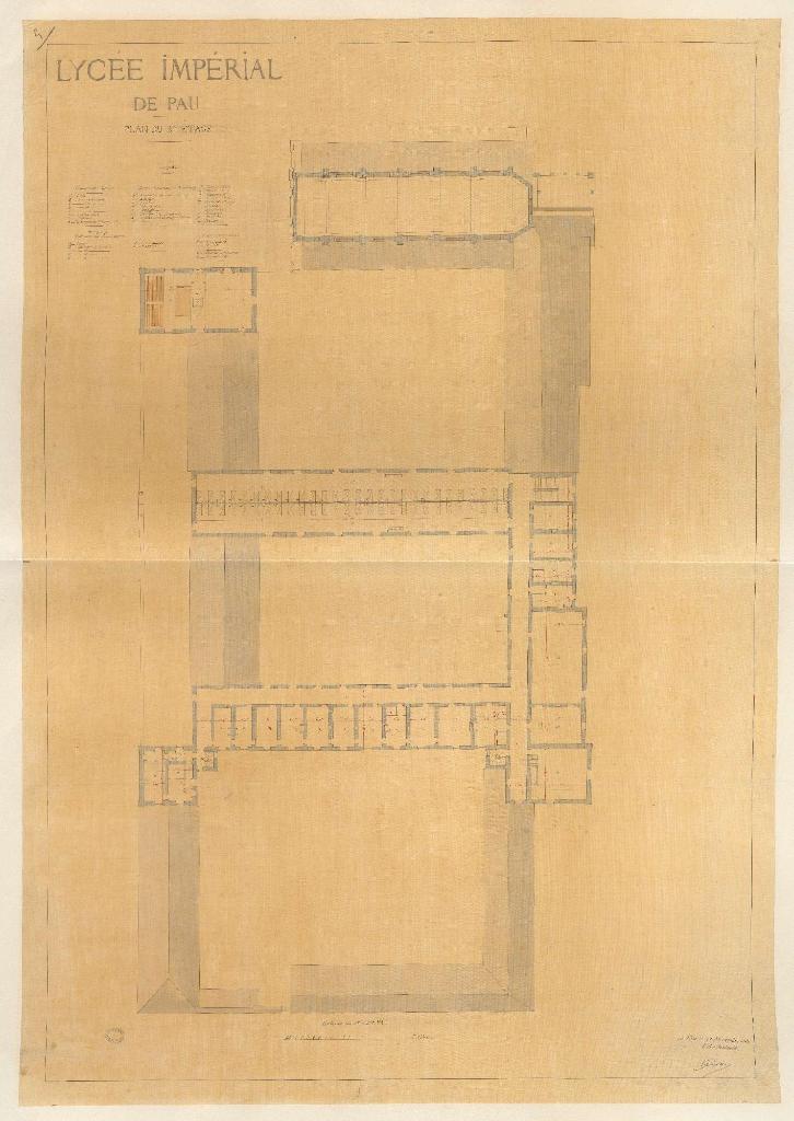 Plan du 2ème  étage du lycée impérial en 1861.