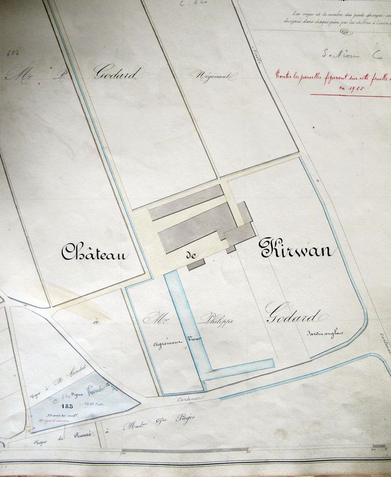 Extrait de l'Atlas du domaine d'Issan : indication de Château Kirwan, 1856.