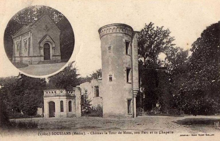 Carte postale : Château de la Tour de Mons, son parc et sa chapelle (collection particulière).