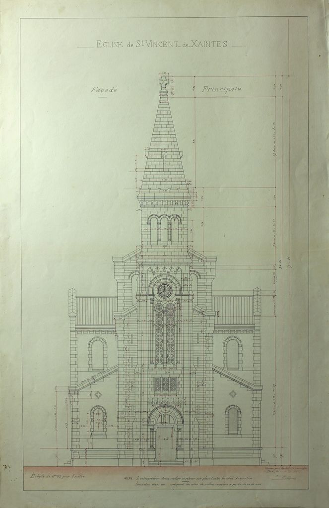 3e projet de reconstruction, par Edmond Ricard, 21 décembre 1891 : façade principale.