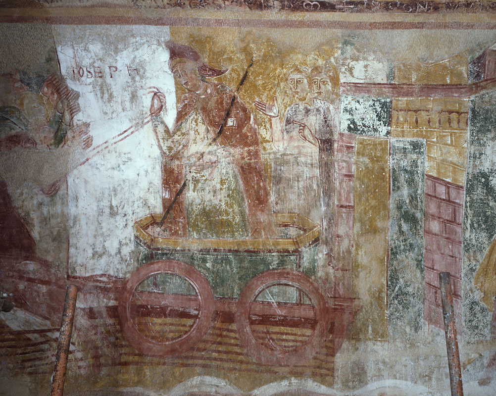 Église, voûte de la nef, huitième travée, registre inférieur sud : Joseph sur le char de Pharaon (plan n° 50).
