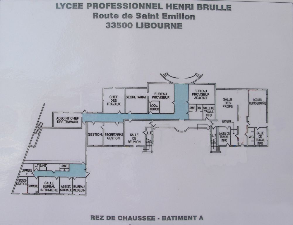 Plan au rez-de-chaussée de la maison de l'administration (bâtiment A).