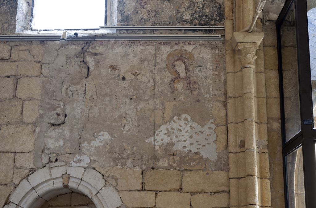 Nef, mur sud-ouest : peinture murale de l'Adoration des mages.