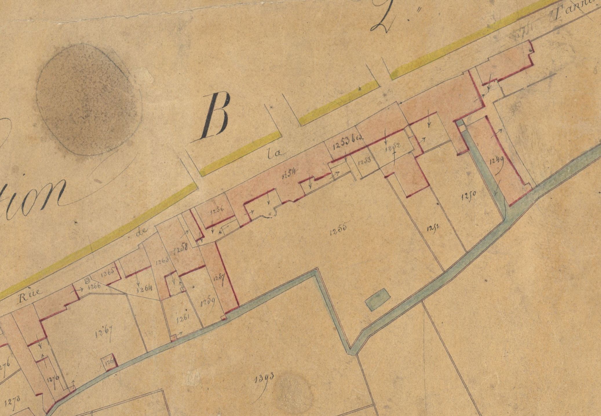 Détail du plan cadastral de 1832, section B3.