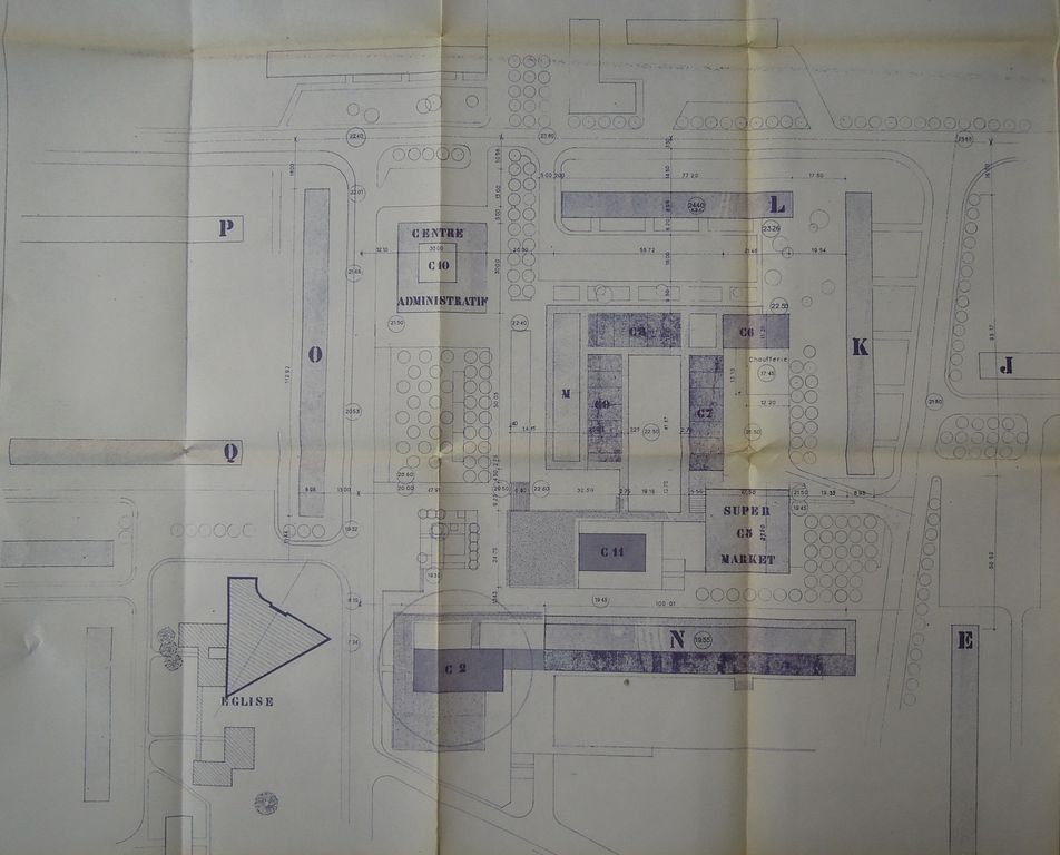 Détail du plan masse du centre ville de 1959