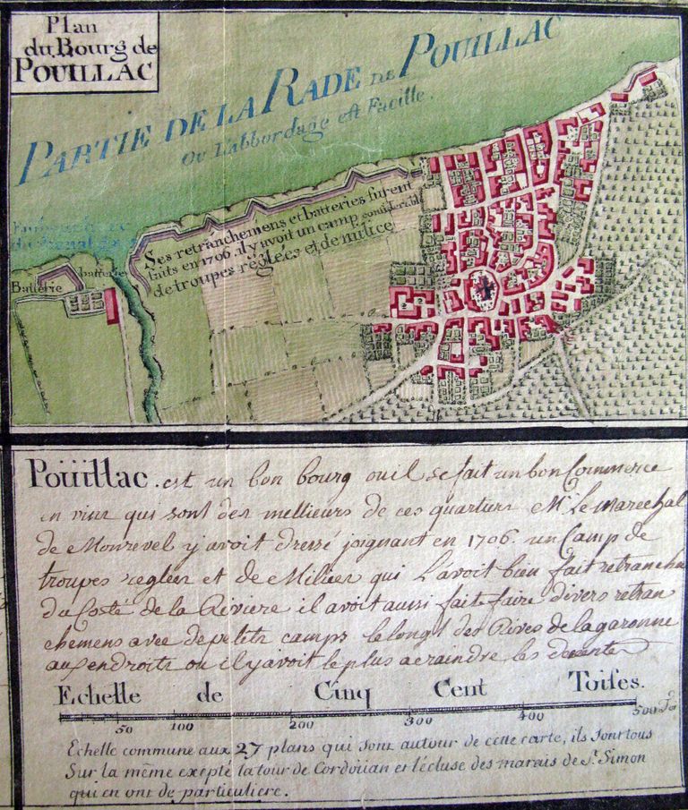 Extrait de la carte du Cours de la Garonne, 1759.