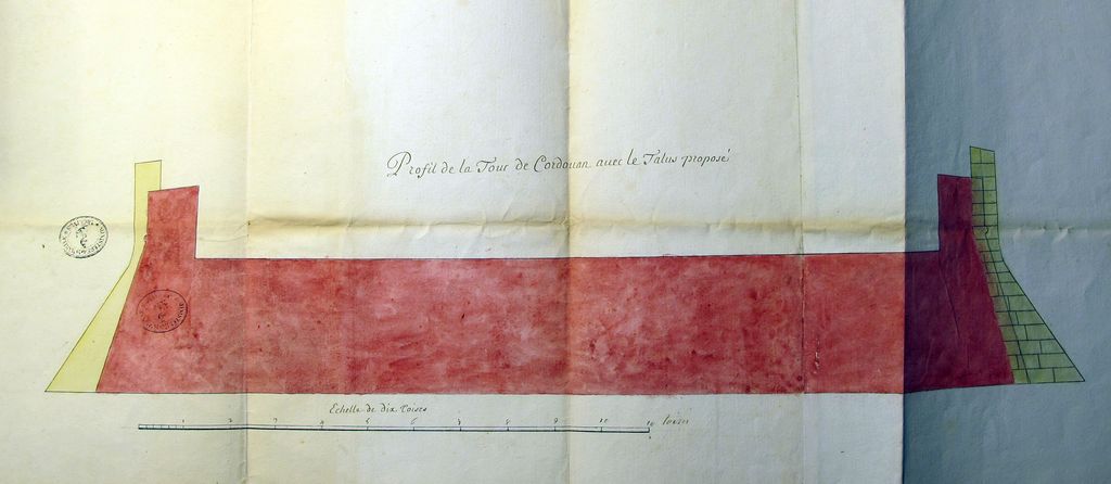 Profil de la tour de Cordouan avec le talus proposé, par Bitry ( ?), 24 octobre 1727.